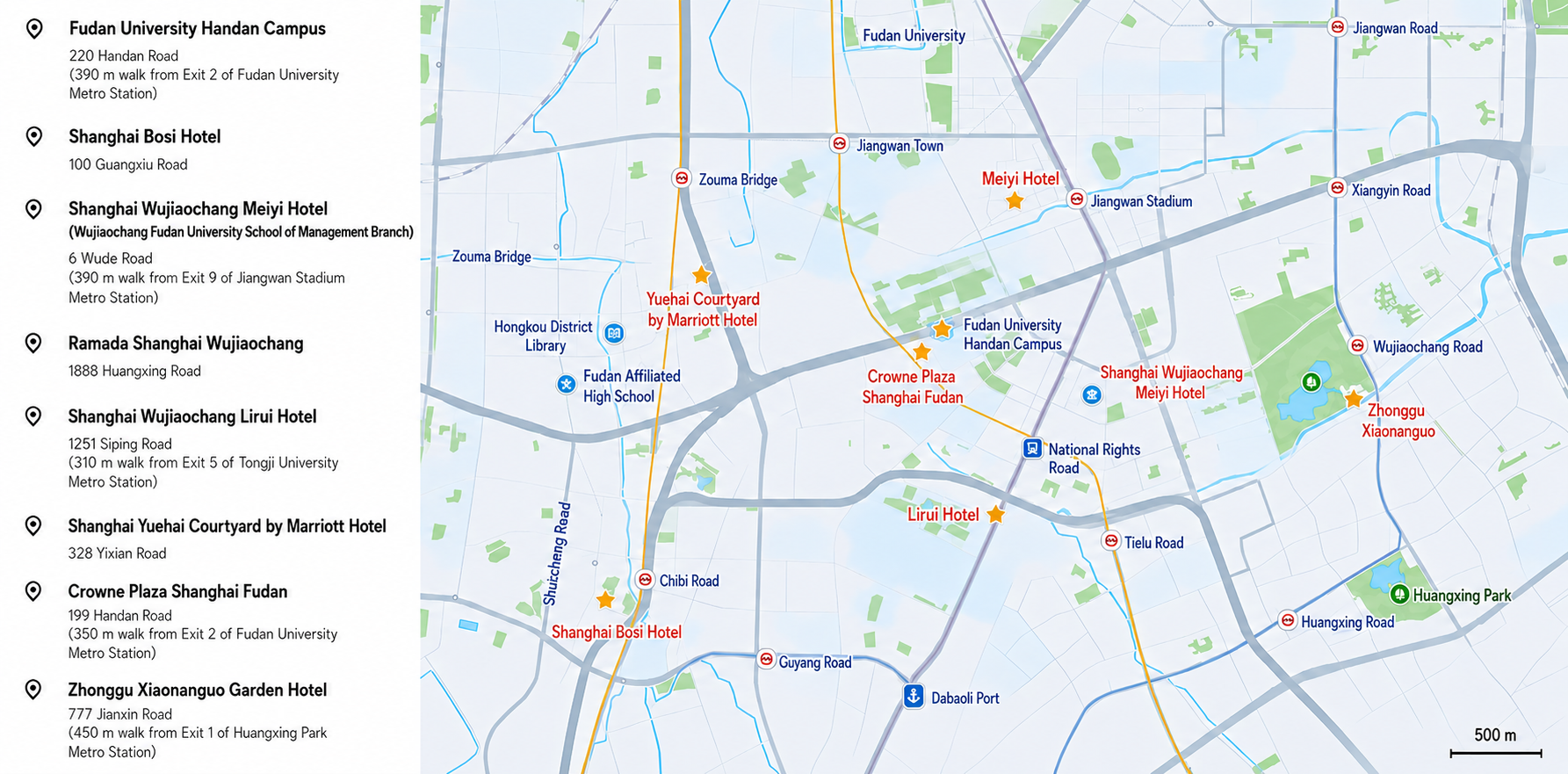 Partner hotels location map